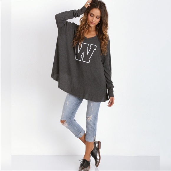 Wildfox Simply Sport Effortless W” Thermal Pullover Sweater/Top - Picture 9 of 10